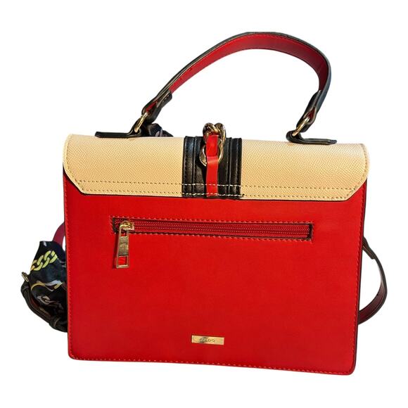 ALDO Satchel Purse Handbag w/ Scarf & Removable Cross-Body Strap — 10″ × 8″ × 4″ - Picture 6 of 14